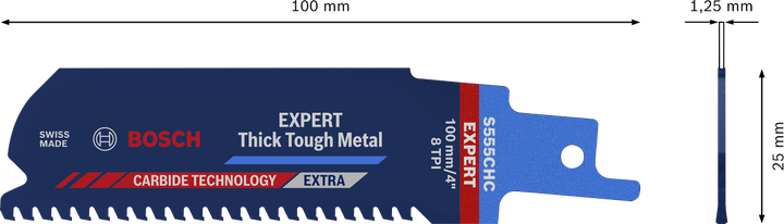BoschEXPERT 厚实耐用金属 S 555 CHC 往复锯片。